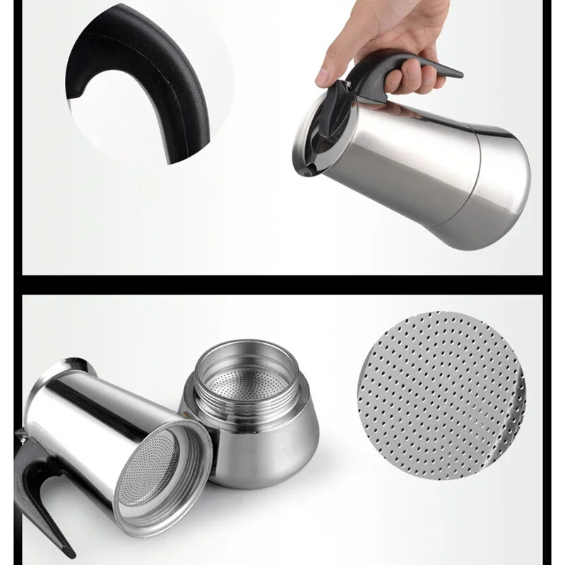 100/200/300/450 ml viryklės viršus Moka kavos puodas nerūdijančio plieno filtras itališkas espreso kavos aparatas perkoliatoriaus įrankis Mocha Cafetiere