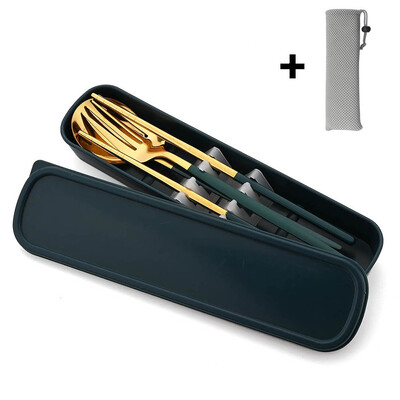 Nešiojamas stalo įrankių rinkinys su dėklu nerūdijančio plieno indų rinkinys Stovyklavietės kelioninis šaukštas Šakutė Stalo įrankiai Virtuvės reikmenys