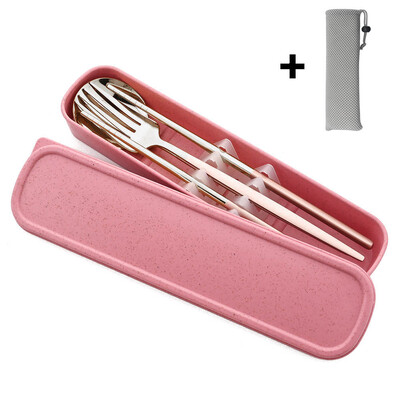 Nešiojamas stalo įrankių rinkinys su dėklu nerūdijančio plieno indų rinkinys Stovyklavietės kelioninis šaukštas Šakutė Stalo įrankiai Virtuvės reikmenys