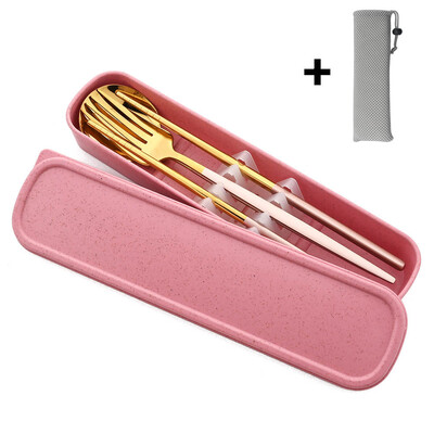 Nešiojamas stalo įrankių rinkinys su dėklu nerūdijančio plieno indų rinkinys Stovyklavietės kelioninis šaukštas Šakutė Stalo įrankiai Virtuvės reikmenys