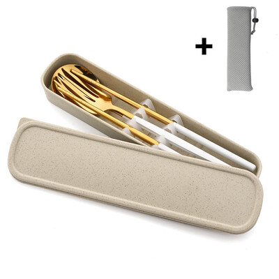 Nešiojamas stalo įrankių rinkinys su dėklu nerūdijančio plieno indų rinkinys Stovyklavietės kelioninis šaukštas Šakutė Stalo įrankiai Virtuvės reikmenys