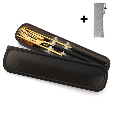 Nešiojamas stalo įrankių rinkinys su dėklu nerūdijančio plieno indų rinkinys Stovyklavietės kelioninis šaukštas Šakutė Stalo įrankiai Virtuvės reikmenys