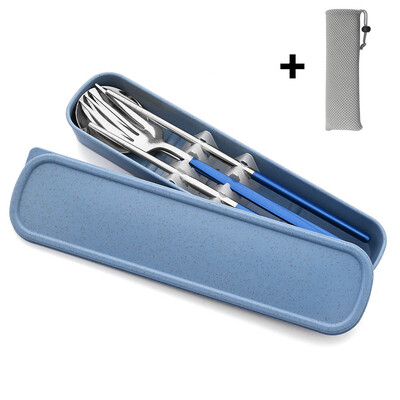Nešiojamas stalo įrankių rinkinys su dėklu nerūdijančio plieno indų rinkinys Stovyklavietės kelioninis šaukštas Šakutė Stalo įrankiai Virtuvės reikmenys