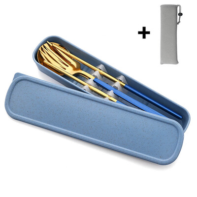 Nešiojamas stalo įrankių rinkinys su dėklu nerūdijančio plieno indų rinkinys Stovyklavietės kelioninis šaukštas Šakutė Stalo įrankiai Virtuvės reikmenys