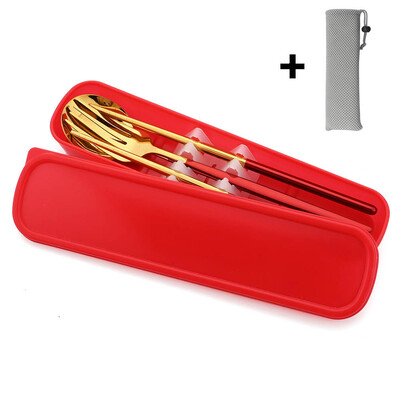 Nešiojamas stalo įrankių rinkinys su dėklu nerūdijančio plieno indų rinkinys Stovyklavietės kelioninis šaukštas Šakutė Stalo įrankiai Virtuvės reikmenys