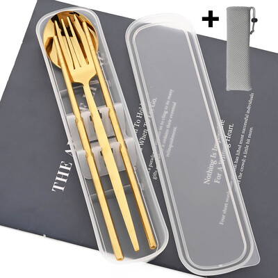 Nešiojamas stalo įrankių rinkinys su dėklu nerūdijančio plieno indų rinkinys Stovyklavietės kelioninis šaukštas Šakutė Stalo įrankiai Virtuvės reikmenys