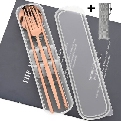 Nešiojamas stalo įrankių rinkinys su dėklu nerūdijančio plieno indų rinkinys Stovyklavietės kelioninis šaukštas Šakutė Stalo įrankiai Virtuvės reikmenys