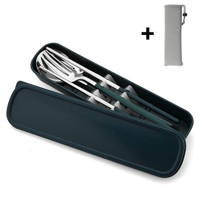 Nešiojamas stalo įrankių rinkinys su dėklu nerūdijančio plieno indų rinkinys Stovyklavietės kelioninis šaukštas Šakutė Stalo įrankiai Virtuvės reikmenys