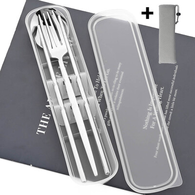 Nešiojamas stalo įrankių rinkinys su dėklu nerūdijančio plieno indų rinkinys Stovyklavietės kelioninis šaukštas Šakutė Stalo įrankiai Virtuvės reikmenys