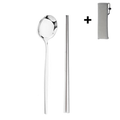 Nešiojamas stalo įrankių rinkinys su dėklu nerūdijančio plieno indų rinkinys Stovyklavietės kelioninis šaukštas Šakutė Stalo įrankiai Virtuvės reikmenys