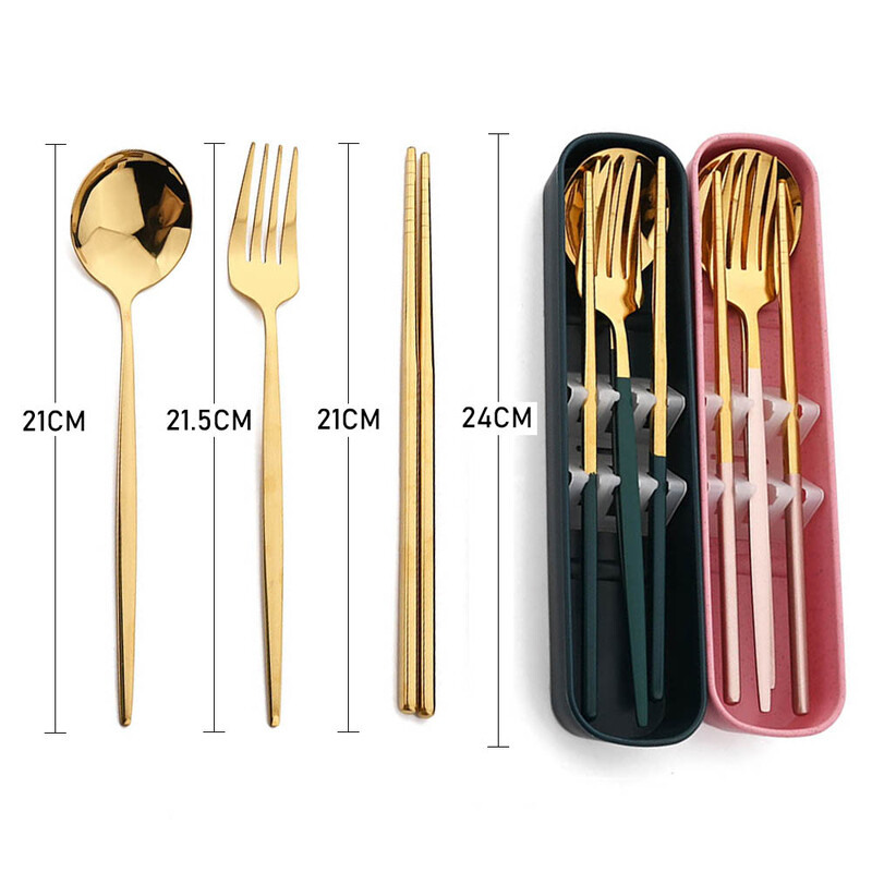 Nešiojamas stalo įrankių rinkinys su dėklu nerūdijančio plieno indų rinkinys Stovyklavietės kelioninis šaukštas Šakutė Stalo įrankiai Virtuvės reikmenys