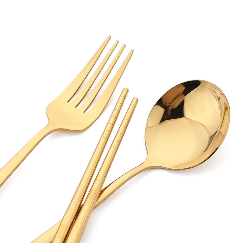 Nešiojamas stalo įrankių rinkinys su dėklu nerūdijančio plieno indų rinkinys Stovyklavietės kelioninis šaukštas Šakutė Stalo įrankiai Virtuvės reikmenys