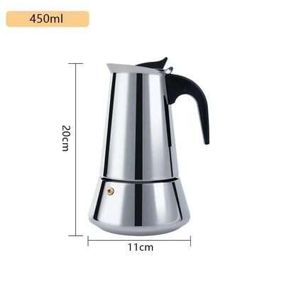 Nerūdijančio plieno kavos puodas Barista Moka, Espresso Latte, Viryklės filtras, Kavos virimo aparatas, Kavos puodas