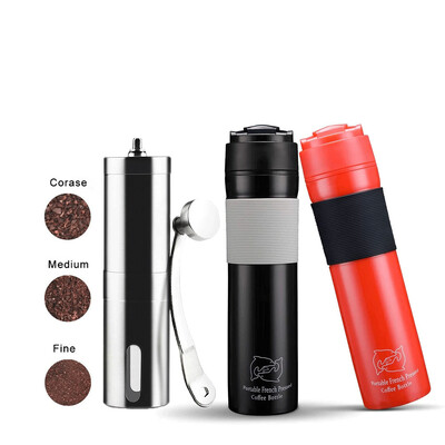 Recafimil 350ml French Press nešiojamasis kavos spaudimo aparatas Tarvel su kavos stūmokliu, filtro puodelio puodo malūnėlis