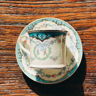 Φλιτζάνια καφέ με κορδέλα, φλιτζάνια καφέ, φλιτζάνια τσαγιού, φλιτζάνι τσαγιού, πιατάκια, κούπα καφέ, καπουτσίνο, για το γραφείο και το σπίτι