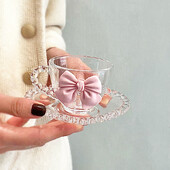 Set de cești de cafea, creativ, transparent, dragoste, ceașcă de apă din sticlă pentru fete, farfurie pentru desert, cești pentru micul dejun cu fulgi de ovăz, consumabile pentru ceai de după-amiază