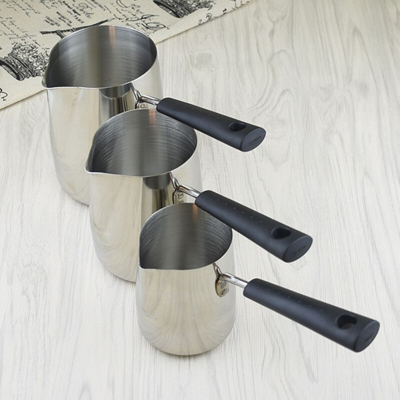 Ilgos rankenos turkiškos kavos puodas su pylimo snapeliu nerūdijančio plieno pieno sviesto šildytuvo viryklė Šokolado lydymo indas