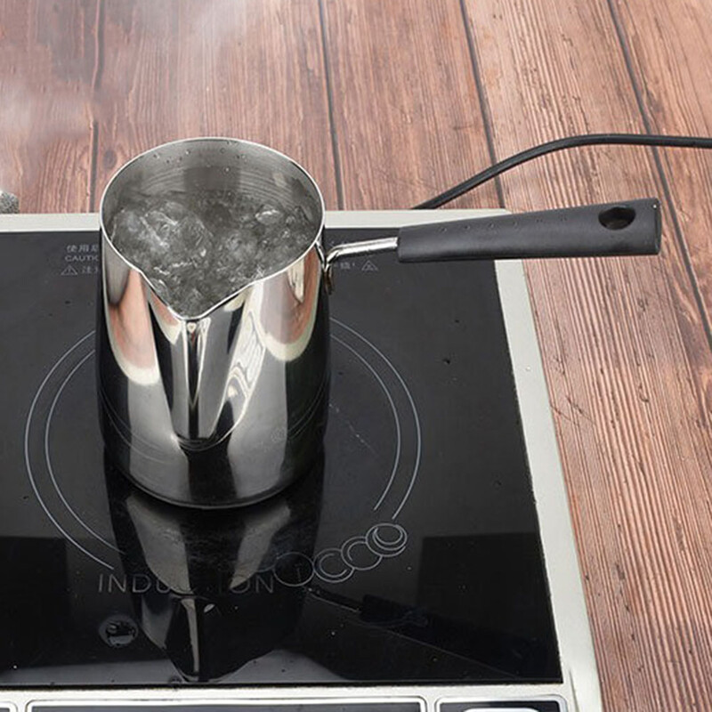 Ilgos rankenos turkiškos kavos puodas su pylimo snapeliu nerūdijančio plieno pieno sviesto šildytuvo viryklė Šokolado lydymo indas