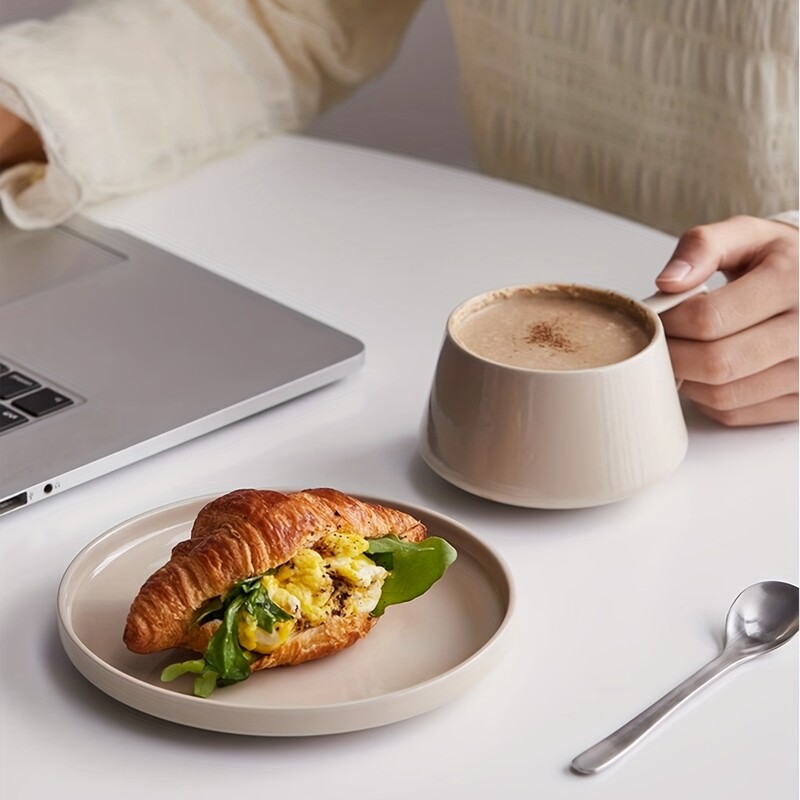 1 set 320 ml set de ceai de cafea din ceramica si farfurii Set de vase pentru toate anotimpurile Set de cani de ceai de dupa-amiaza pentru vase de bautura la biroul de casa