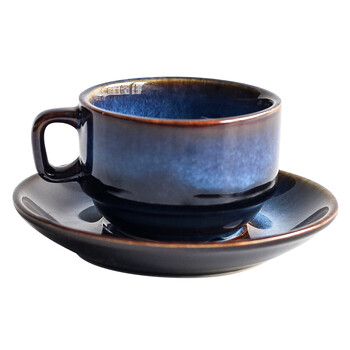 Σετ Κεραμικό Φλιτζάνι Καφέ και Πιατάκι ANTOWALL Dim Blue Series Breakfast Cup Απογευματινό φλιτζάνι τσαγιού Απλό ρετρό επιτραπέζιο σκεύος