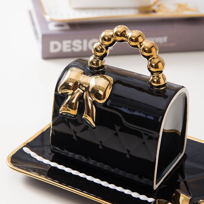 1Set 330ml Dizajn torbice Šalica za čaj i tanjurić Keramička šalica za kavu i tanjur Šalica za poslijepodnevni čaj Ljeto Zima Posuđe