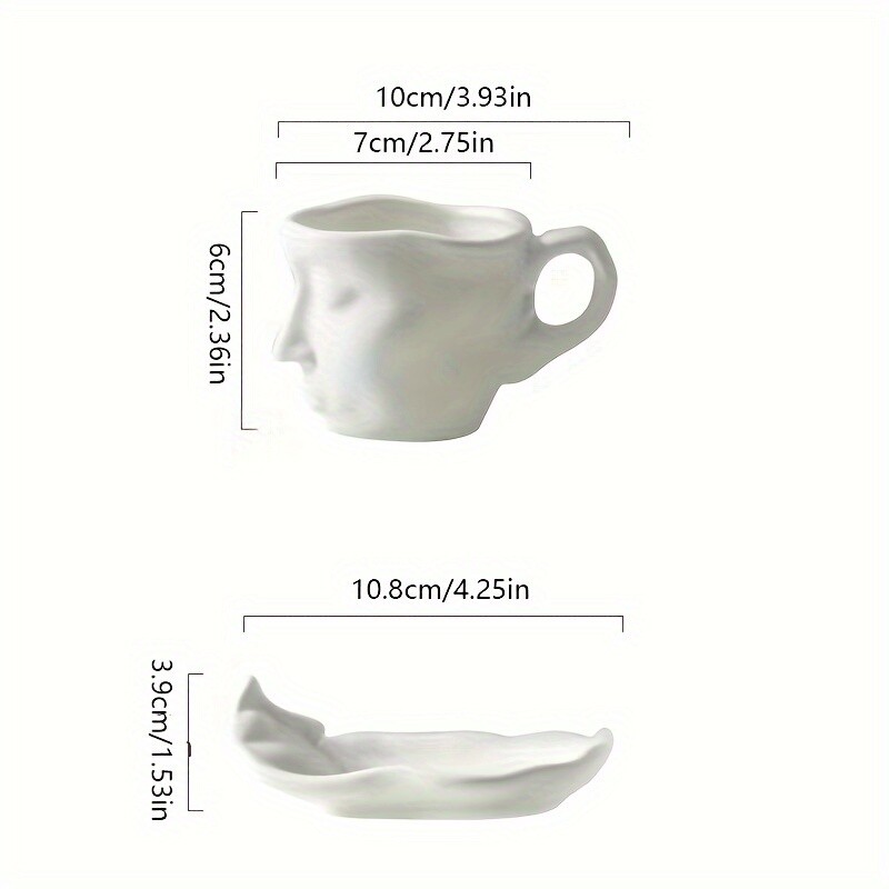 1 cană din ceramică de 100 ml cu farfurie metal care atinge fața creativă din ceramică Kiss Espresso Cadou de Crăciun Cadou de nuntă de naștere