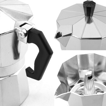 Καφετιέρα Moka Pot Αλουμινένιο Μαγειρείο Εσπρέσο Κλασικό Ιταλικό Κουβανέζικο Διαχυτήρα Καπουτσίνο Ασημί Μαύρο Κόκκινο