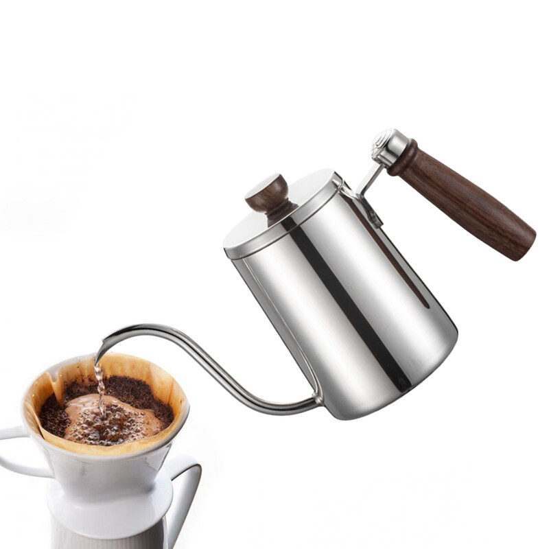 Roostevabast terasest kohvikann, hanekael, kallake poti kohale Puidust käepidemega põletusvastane kaanega pliitide voolutila