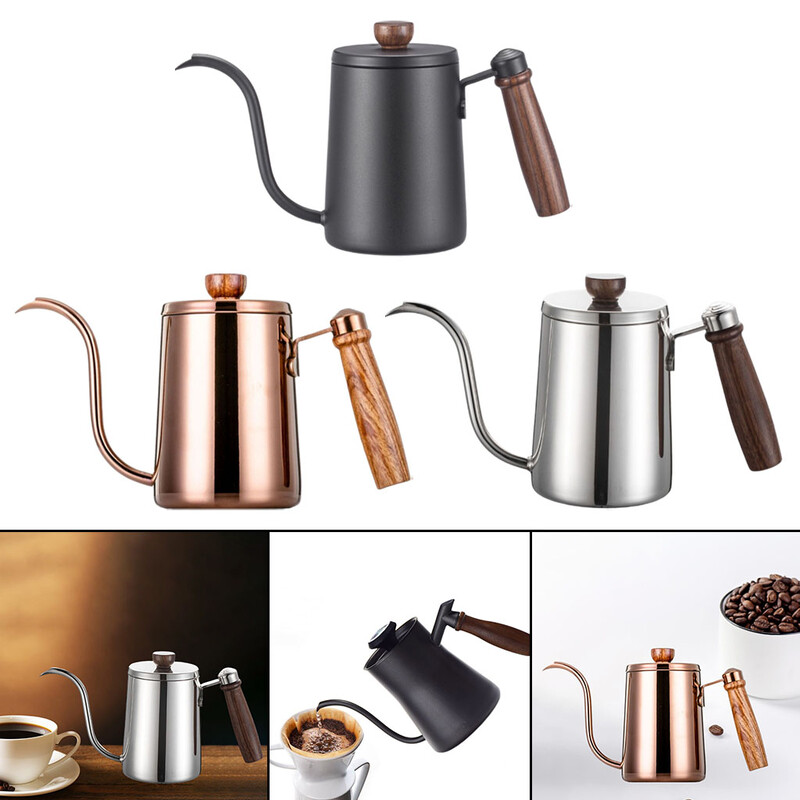 Roostevabast terasest kohvikann, hanekael, kallake poti kohale Puidust käepidemega põletusvastane kaanega pliitide voolutila