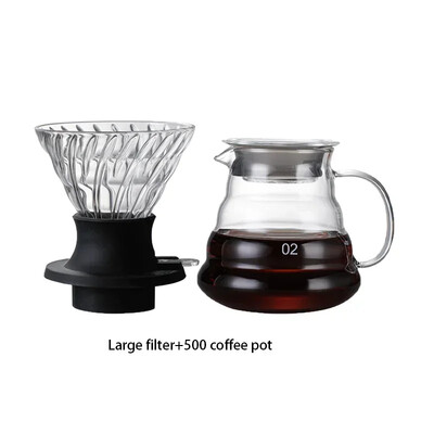 V-kujuline kohvikomplekt paksendatud tilgafiltriga, mitmeosaline komplekt, mis on ühendatud Ameerika kohvi käsitsi valmistatud kohvitööriistadega