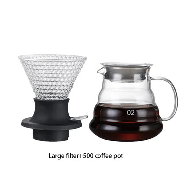 V-kujuline kohvikomplekt paksendatud tilgafiltriga, mitmeosaline komplekt, mis on ühendatud Ameerika kohvi käsitsi valmistatud kohvitööriistadega