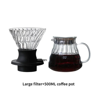 V-kujuline kohvikomplekt paksendatud tilgafiltriga, mitmeosaline komplekt, mis on ühendatud Ameerika kohvi käsitsi valmistatud kohvitööriistadega