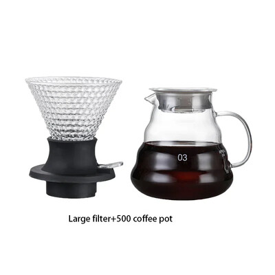V-kujuline kohvikomplekt paksendatud tilgafiltriga, mitmeosaline komplekt, mis on ühendatud Ameerika kohvi käsitsi valmistatud kohvitööriistadega