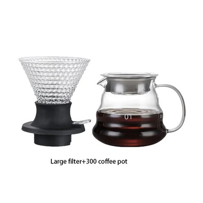 V-kujuline kohvikomplekt paksendatud tilgafiltriga, mitmeosaline komplekt, mis on ühendatud Ameerika kohvi käsitsi valmistatud kohvitööriistadega