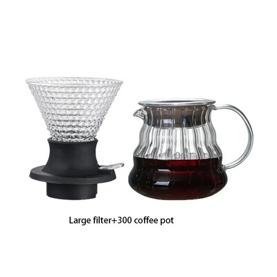 V-kujuline kohvikomplekt paksendatud tilgafiltriga, mitmeosaline komplekt, mis on ühendatud Ameerika kohvi käsitsi valmistatud kohvitööriistadega