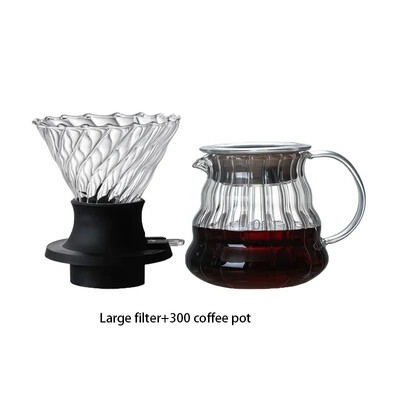 V-kujuline kohvikomplekt paksendatud tilgafiltriga, mitmeosaline komplekt, mis on ühendatud Ameerika kohvi käsitsi valmistatud kohvitööriistadega
