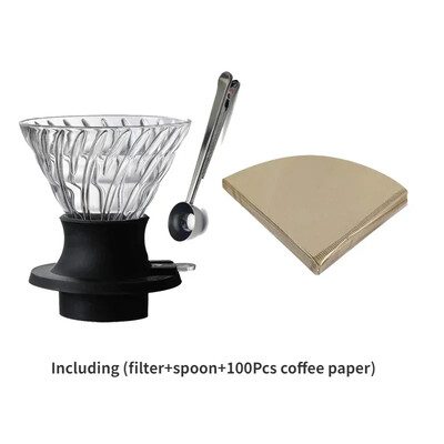 V-kujuline kohvikomplekt paksendatud tilgafiltriga, mitmeosaline komplekt, mis on ühendatud Ameerika kohvi käsitsi valmistatud kohvitööriistadega