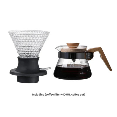 V-kujuline kohvikomplekt paksendatud tilgafiltriga, mitmeosaline komplekt, mis on ühendatud Ameerika kohvi käsitsi valmistatud kohvitööriistadega