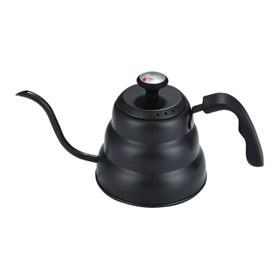 1 l / 1,2 l nerūdijančio plieno kavos virdulys su termometru, plonu snapeliu, skirtu užpilti ant kavos arbatos puodelio arbatinuko rankomis