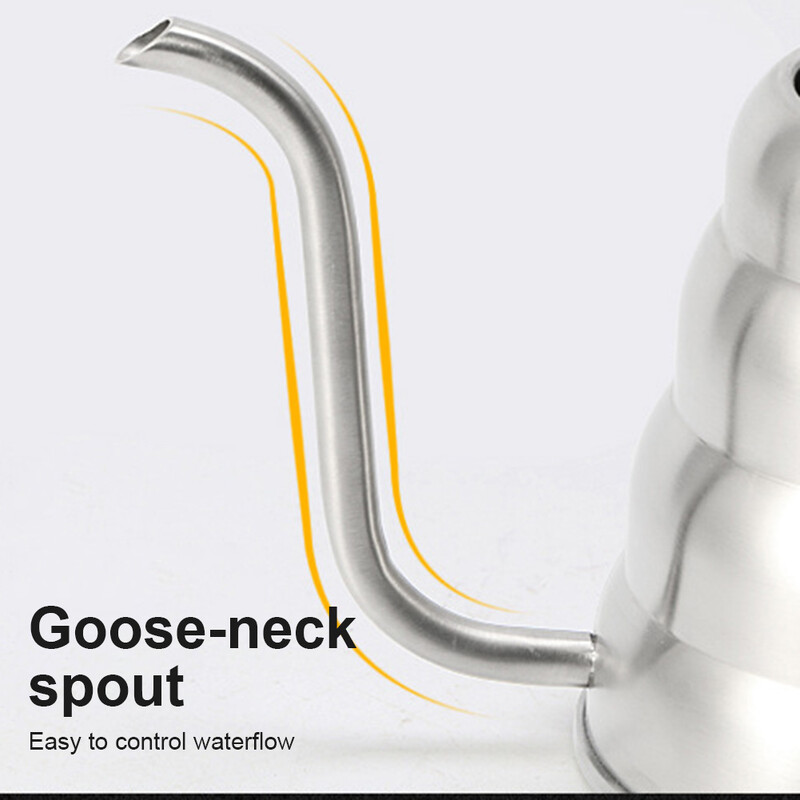 1 l / 1,2 l nerūdijančio plieno kavos virdulys su termometru, plonu snapeliu, skirtu užpilti ant kavos arbatos puodelio arbatinuko rankomis