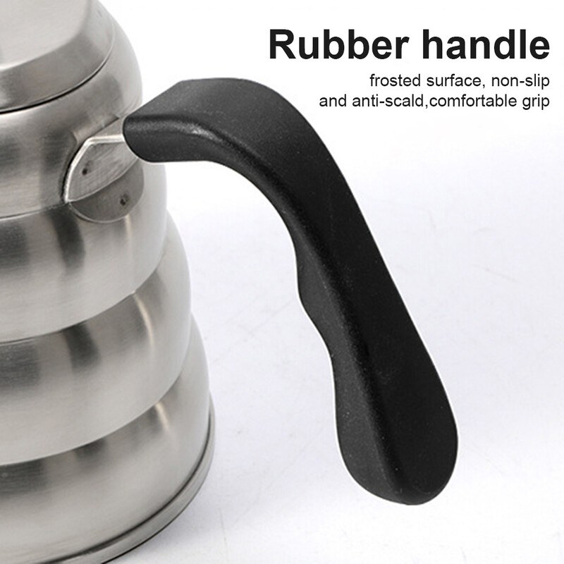 1 l / 1,2 l nerūdijančio plieno kavos virdulys su termometru, plonu snapeliu, skirtu užpilti ant kavos arbatos puodelio arbatinuko rankomis