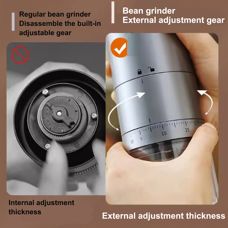 Nauja elektrinė kavos malūnėlis iš išorės reguliuojamas USB įkrovimas nešiojamasis kavos malūnėlis pupelių malimo aparatas kavos virimo aparatas