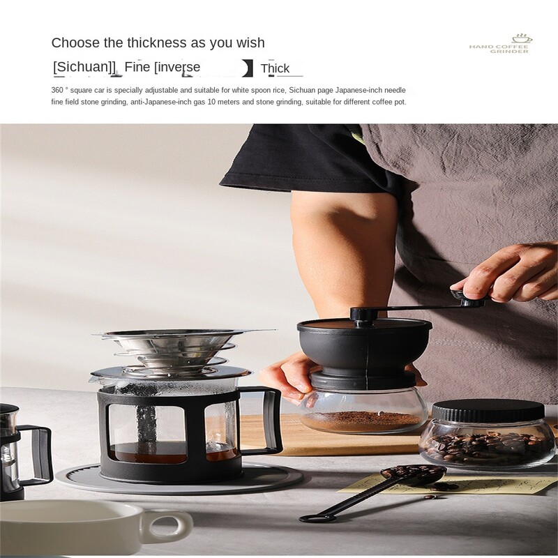 Rankinis kavos aparatas su keraminiu stiklo malūnėliu, USB įkrovimu, nešiojamų kavos priedų rankiniu smulkintuvu, malūnėliu