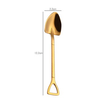 2X Gold Creative inox 304 Small Shovel Spoon Design Επίχρυσο σερβίτσιο Κουτάλι καφέ Κουτάλι παγωτού