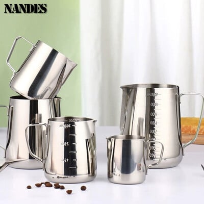 Nerūsējošā tērauda piena putotājs kanna kafijas piena putotājs kanna Latte krūze mērīšanas krūze espresso barista instruments kafijas piederumi