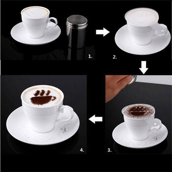 16 Τεμάχια/Σετ Καλούπι καφέ Latte Cappuccino Barista Art Stencils Cake Duster Templates Αξεσουάρ καφέ Φόρμα γάλακτος Διακοσμητικό καφέ