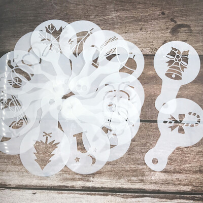 16/19 vnt Kavos spausdinimo modelis Kavos trafaretai Kavos purškimo įrankis Art Rašiklis Latte pyragui Kavos dekorui Kavos piešimo kavos indai