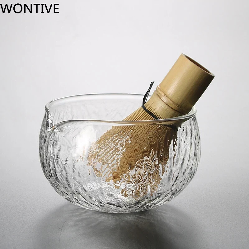 1/2/3 vnt. Japoniškas „Matcha“ dubenėlio plaktukas tekstūruoto stiklo arbatos dubenėlio arbatos rinkinio priedai „Song Dynasty“ arbatos įrankiai Senoviniai Kung Fu arbatos dubenys