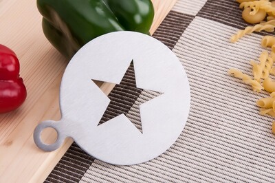 Nerūdijančio plieno kavos pyragaičių girlianda, purškimo įrankiai su storomis Cafe putomis, kavos trafaretas, kavos priedai, purtyklė