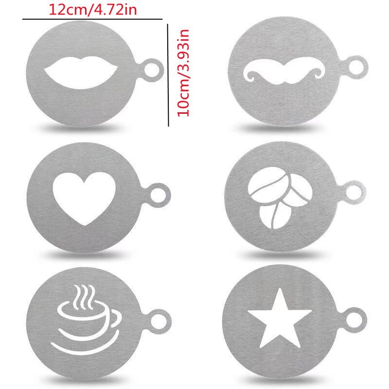 Nerūdijančio plieno kavos pyragaičių girlianda, purškimo įrankiai su storomis Cafe putomis, kavos trafaretas, kavos priedai, purtyklė